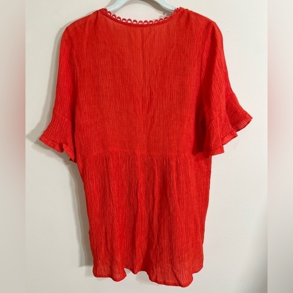 BLU PEPPER Women’s V Neck Embroidered Crochet Top Boho Hippie Cottagecore Large - Picture 8 of 13
